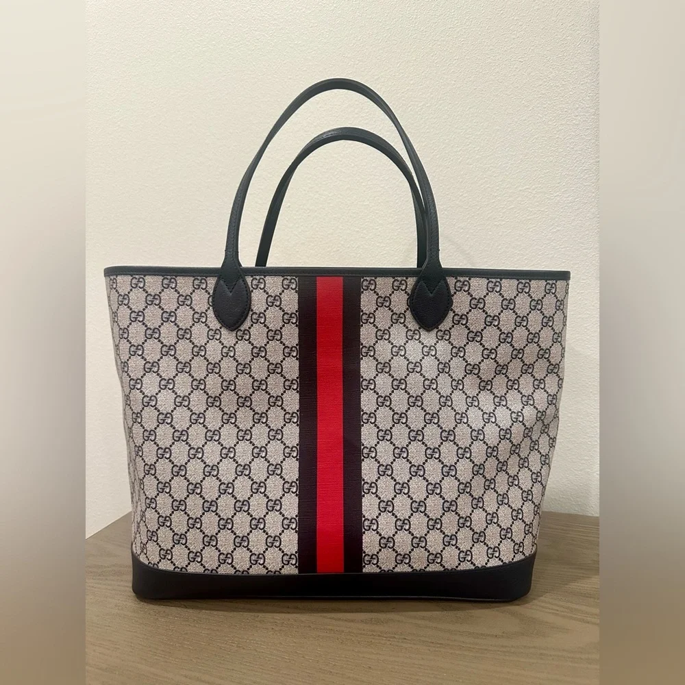 Gucci Ophidia GG Large Tote In Beige and Blue Supreme - Picture 5 of 15